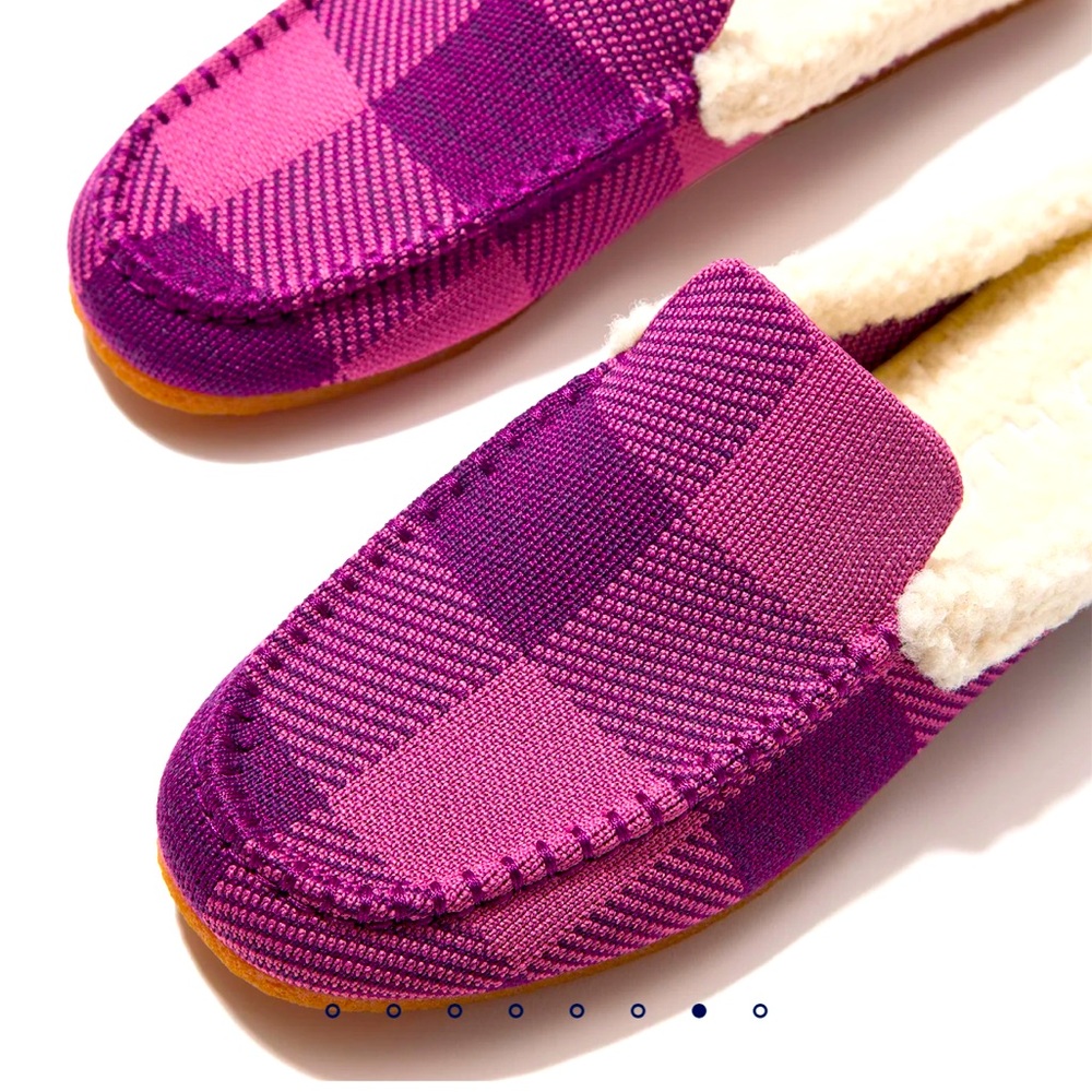 NEW Mauve buffalo check rothys slippers purple checker plaid sz 7 holiday wool